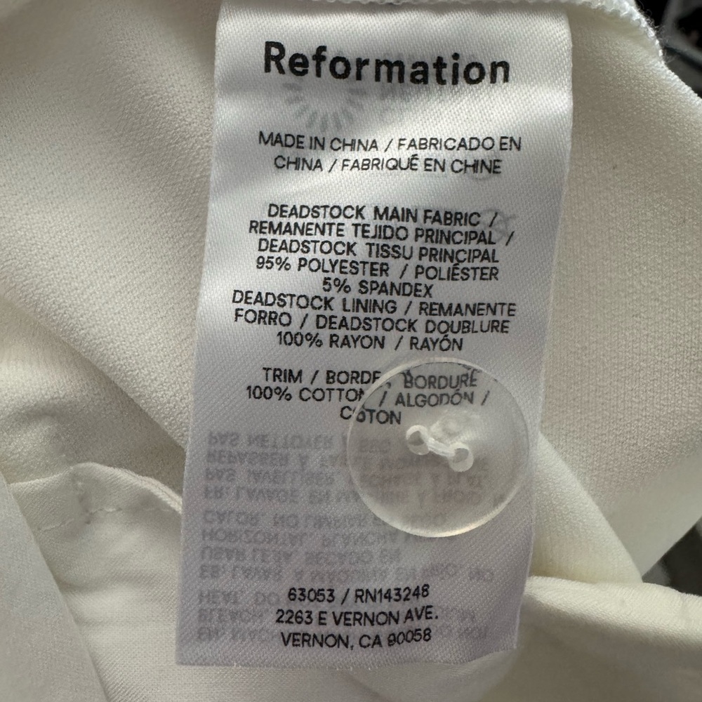 Reformation Ivory Pants Trousers size 4 B690 - Picture 4 of 4